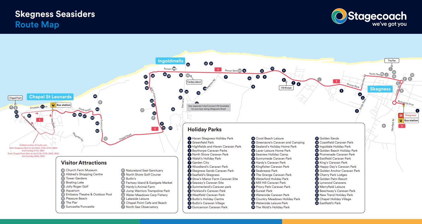 Ingoldmells Skegness Bus Map